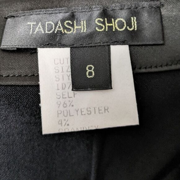 TADASHI SHOJI Stretch Satin Skirt Black 8 - Picture 3 of 6
